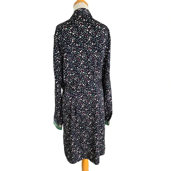 Nanette Lepore 100% Silk polka dot navy Buttoned Shirt Dress Knee-length size 8 - Picture 2 of 8